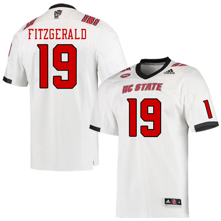 Men #19 Bishop Fitzgerald NC State Wolfpack College Football Jerseys Stitched Sale-White - Click Image to Close